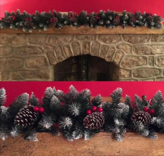 Artificial Frosted Spruce Garland with Pine Cones and Berries