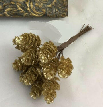 Artificial Small Glitter Pine Cones (Bunch 12)