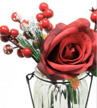 Artificial Silk Christmas Rose with Berries Arrangement