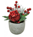 Artificial Silk Christmas Rose with Berries Display