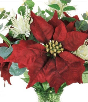 Artificial Christmas Red Poinsettia Arrangement