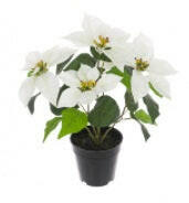 Artificial Christmas Silk Poinsettia in a Plastic Pot