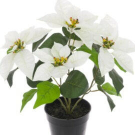 Artificial Christmas Silk Poinsettia in a Plastic Pot