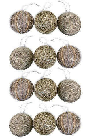 Assorted Christmas Baubles - (12 pieces)