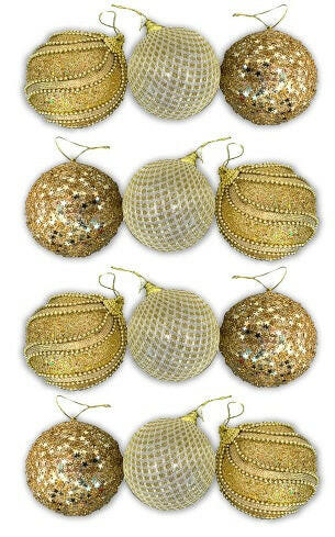 Assorted Christmas Baubles - (12 pieces)