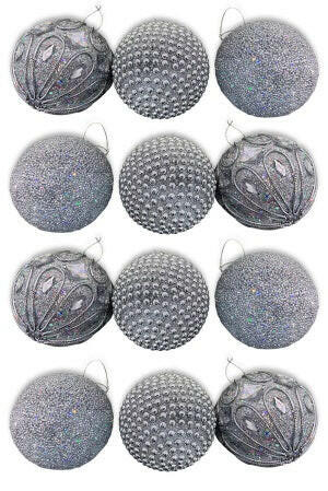 Assorted Christmas Baubles - (12 pieces)