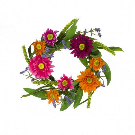 Artificial Silk Gerbera Daisy Mix Candle Ring