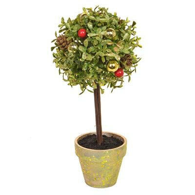 Artificial Topiary Ball Tree Complete with Gold Glitter Pot