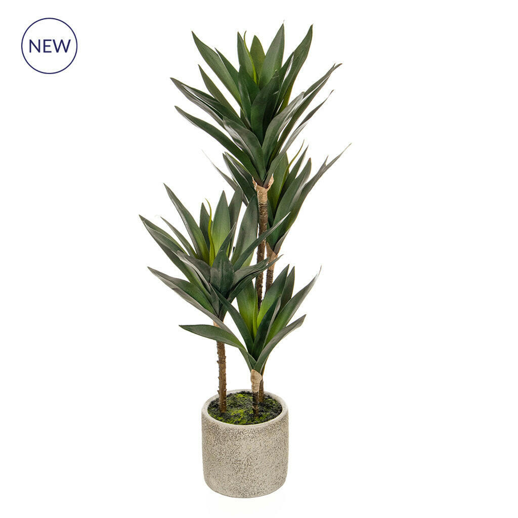Artificial Silk Yucca Plant in Grey Pot