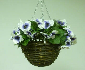 Artificial Silk Pansy Hanging Basket