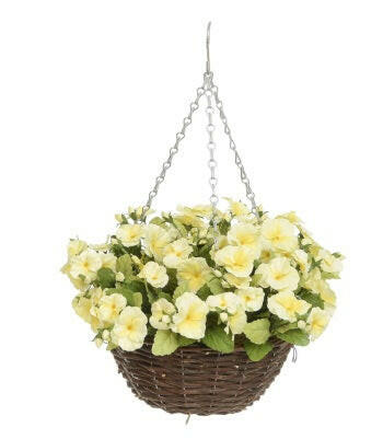 Artificial Silk Pansy Hanging Basket