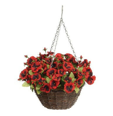 Artificial Silk Pansy Hanging Basket