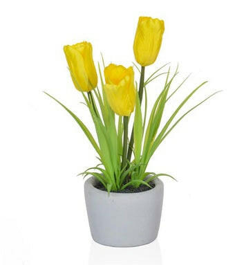 Artificial Spring Flowers In Cement Pot