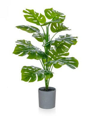 Artificial Silk Monstera Potted Leaf Plant