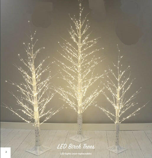 LED White Twinkling Tree shows all sizes