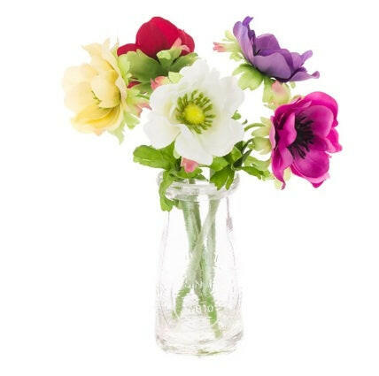 Artificial Silk Anemone In Milk Bottle