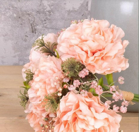 Artificial Silk Peony Gypsophilia Bouquet