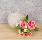 Artificial Silk Rose Bouquet in situ Dark Pink