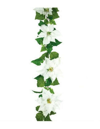 Artificial Velvet Poinsettia Garland