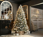 Justartificial.co.uk Prelit Grays Peak Pine Flocked Christmas Tree 150cm instu