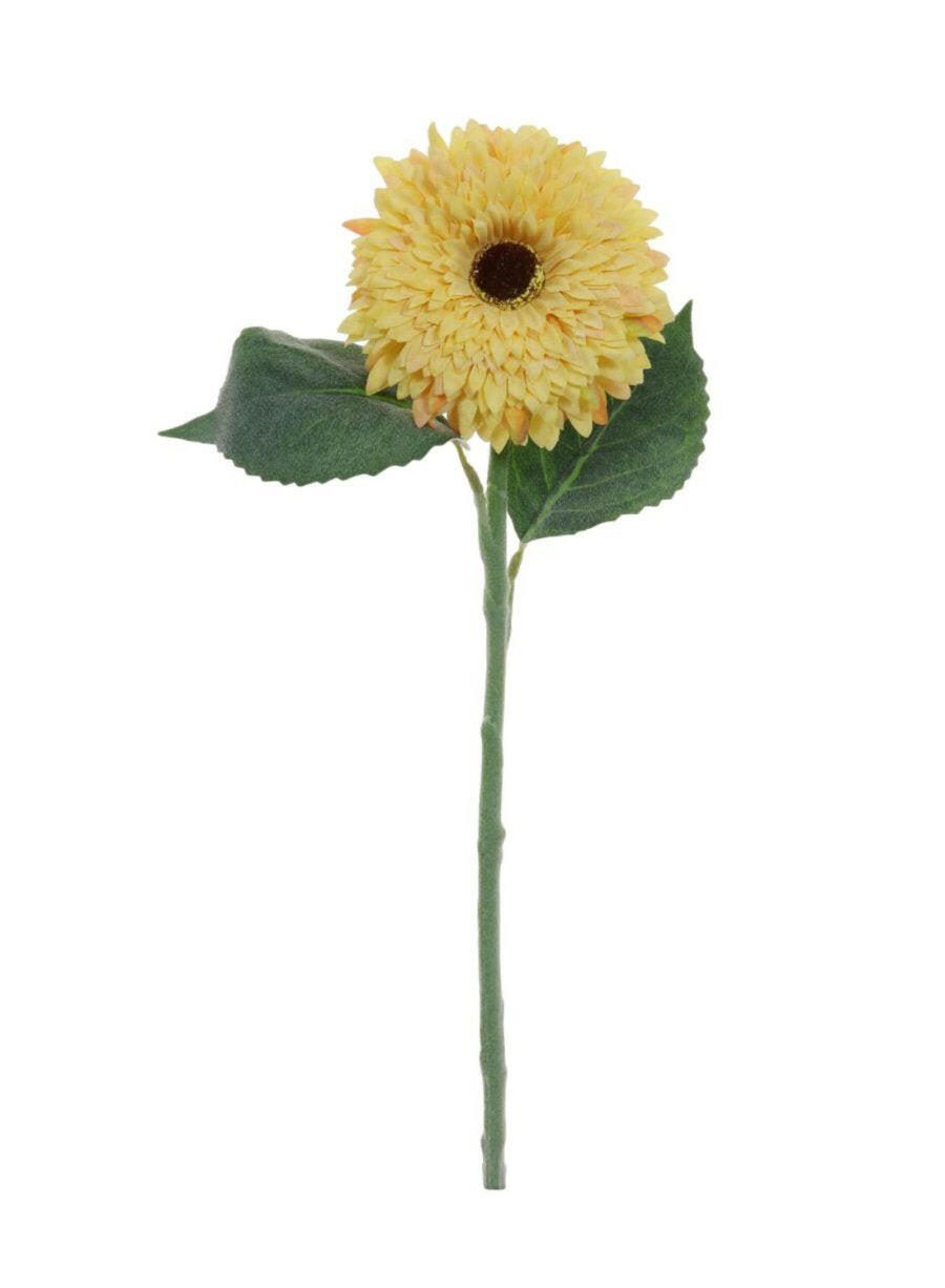 Justartificial.co.uk Flocked Dried Touch Gerbera Yellow
