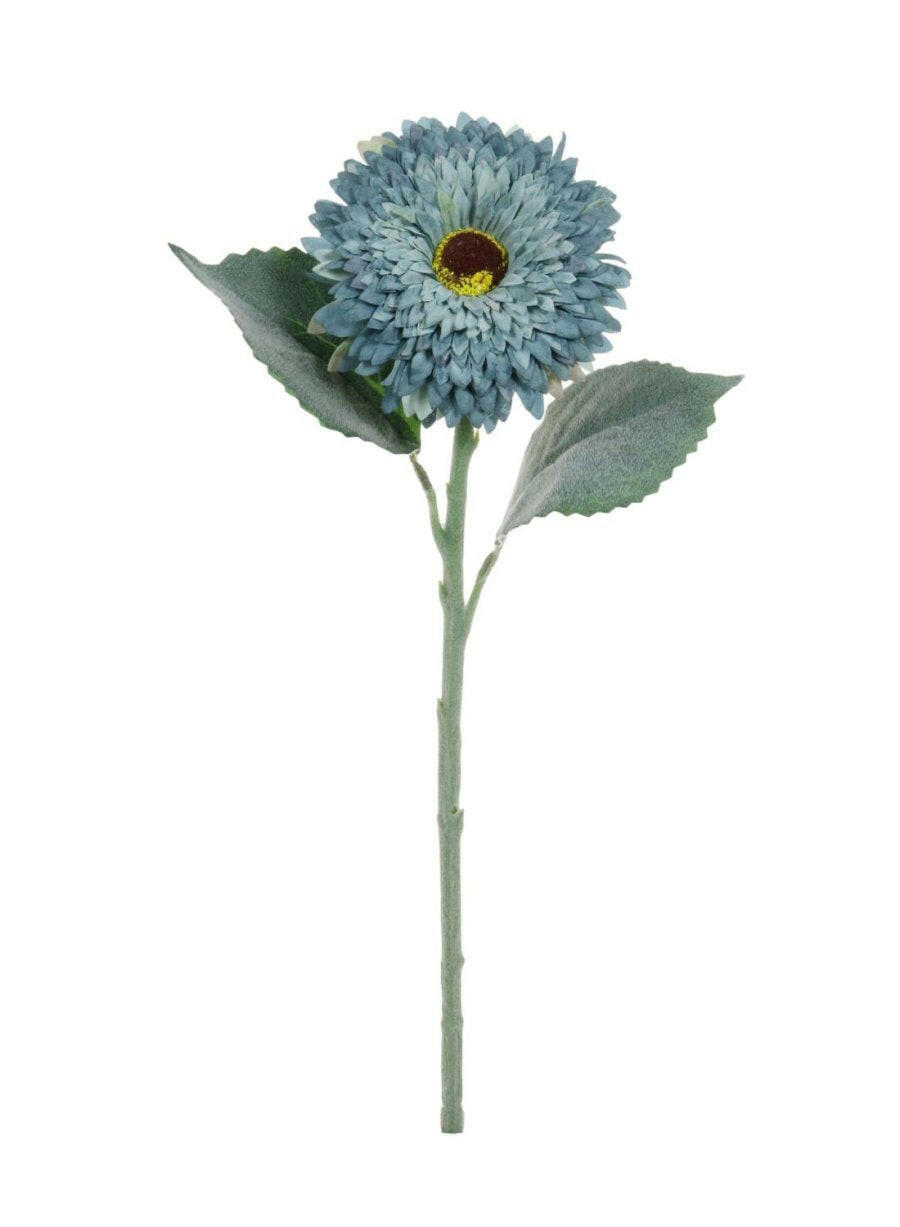 Justartificial.co.uk Flocked Dried Touch Gerbera Blue