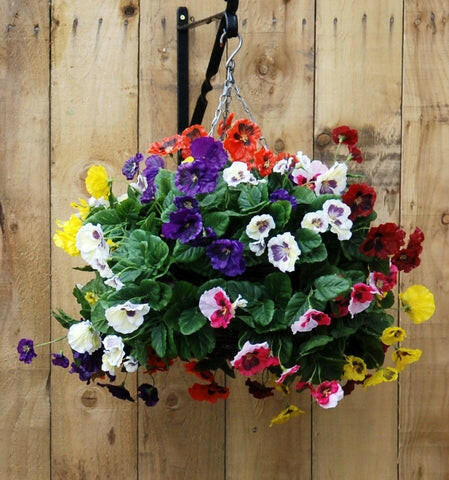Artificial Silk Pansy Ball Hanging Basket