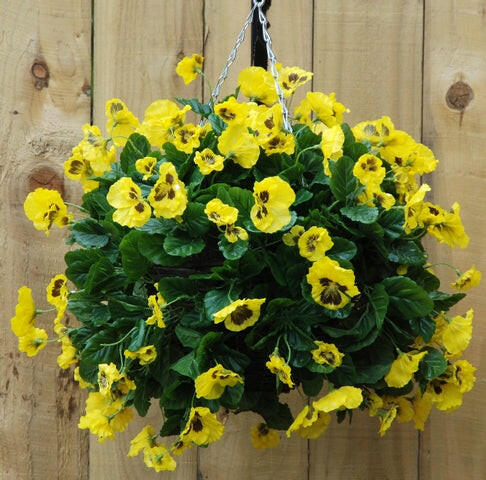 Artificial Silk Pansy Ball Hanging Basket