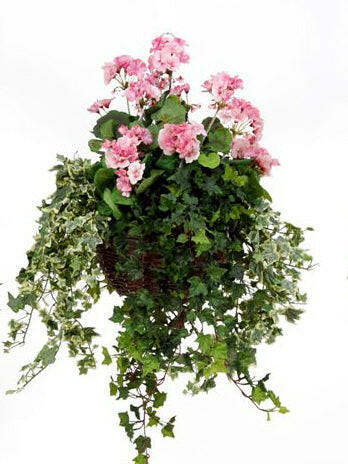 Artificial Silk Geranium Large Hanging Basket