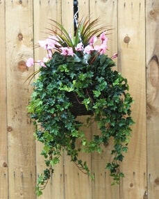 Artificial Plastic Cyclamen Large Hanging Basket
