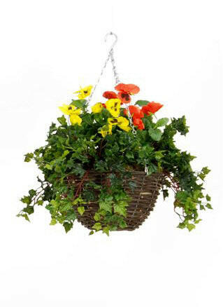Artificial Silk Pansy Hanging Basket