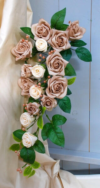 Artificial Silk Rose & Pearl Shower Bouquet