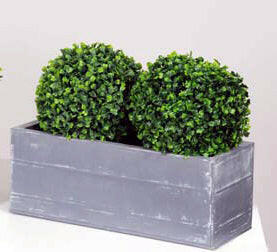 Artificial Double Topiary Boxwood Ball Plants in Lead Look Troughs