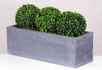 Artificial Triple Topiary Boxwood Ball Plants in Lead Look Troughs