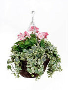 Artificial Silk Geranium Hanging Basket