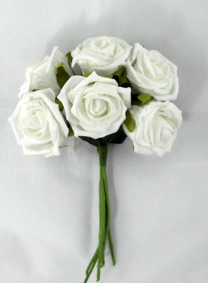 Artificial Rose Bud Bouquet 6 Flowers