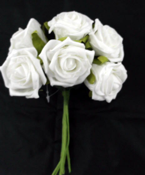 Artificial Rose Bud Bouquet 6 Flowers