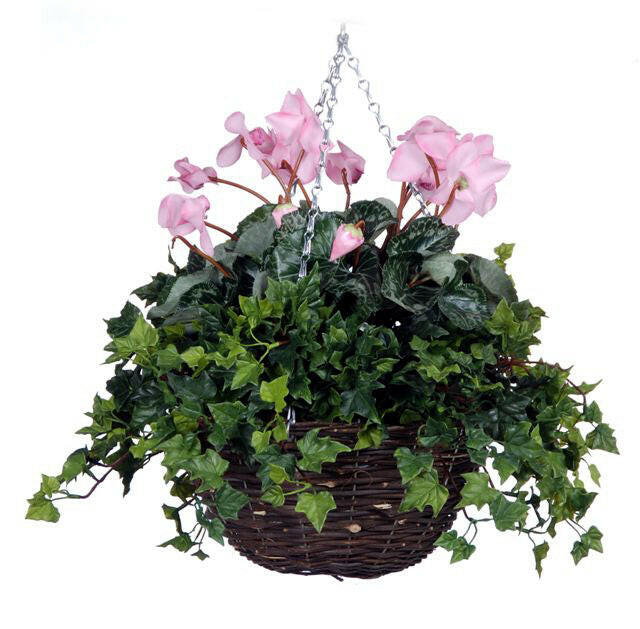 Artificial Plastic Cyclamen Plastic Hanging Basket