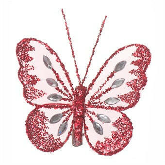 Mesh Glittered Clip On Butterflies