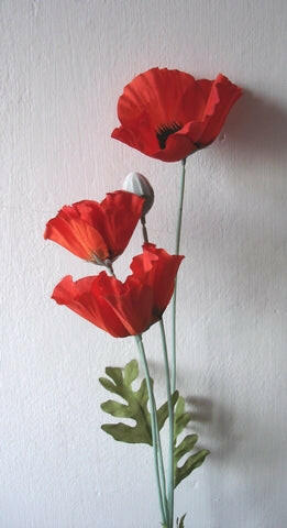 Artificial Small Silk Poppy Single Stem