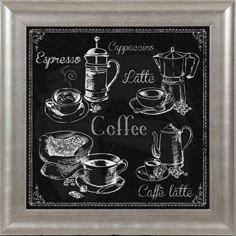 Coffee chalkboard canvas framed print