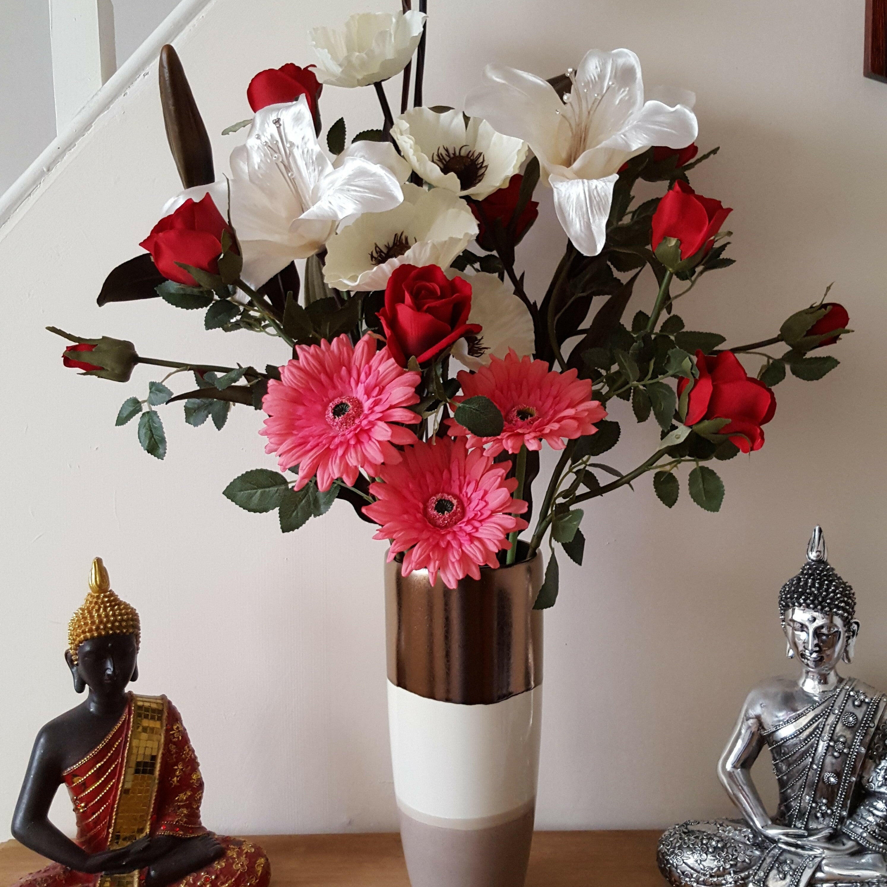 Showing our artificial silk  Decor Poppies in an arrangement', sent in by one of our customers