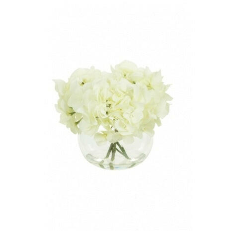 Artificial Silk Hydrangeas in Globe Vase