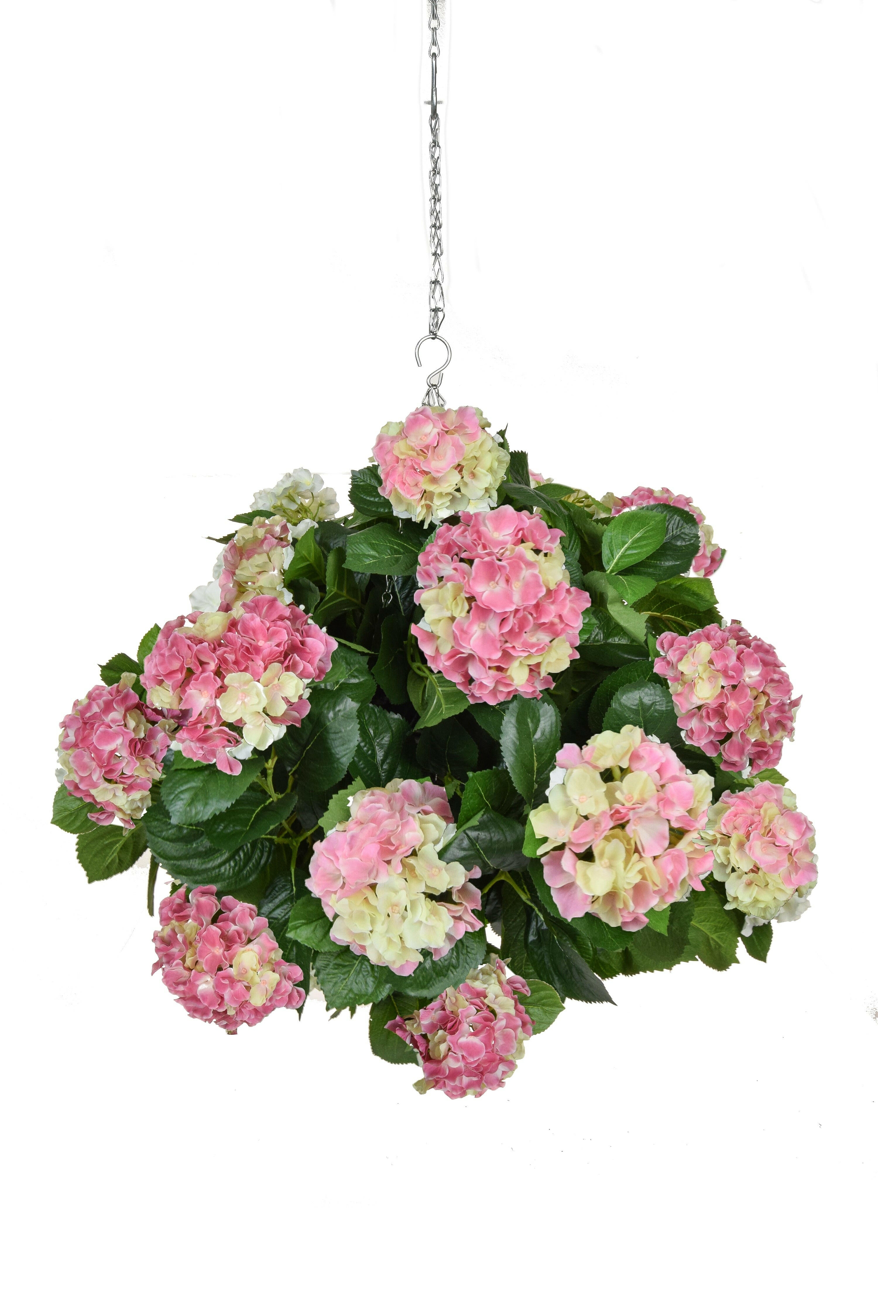 Artificial Silk Hydrangea Ball Deluxe Hanging Basket