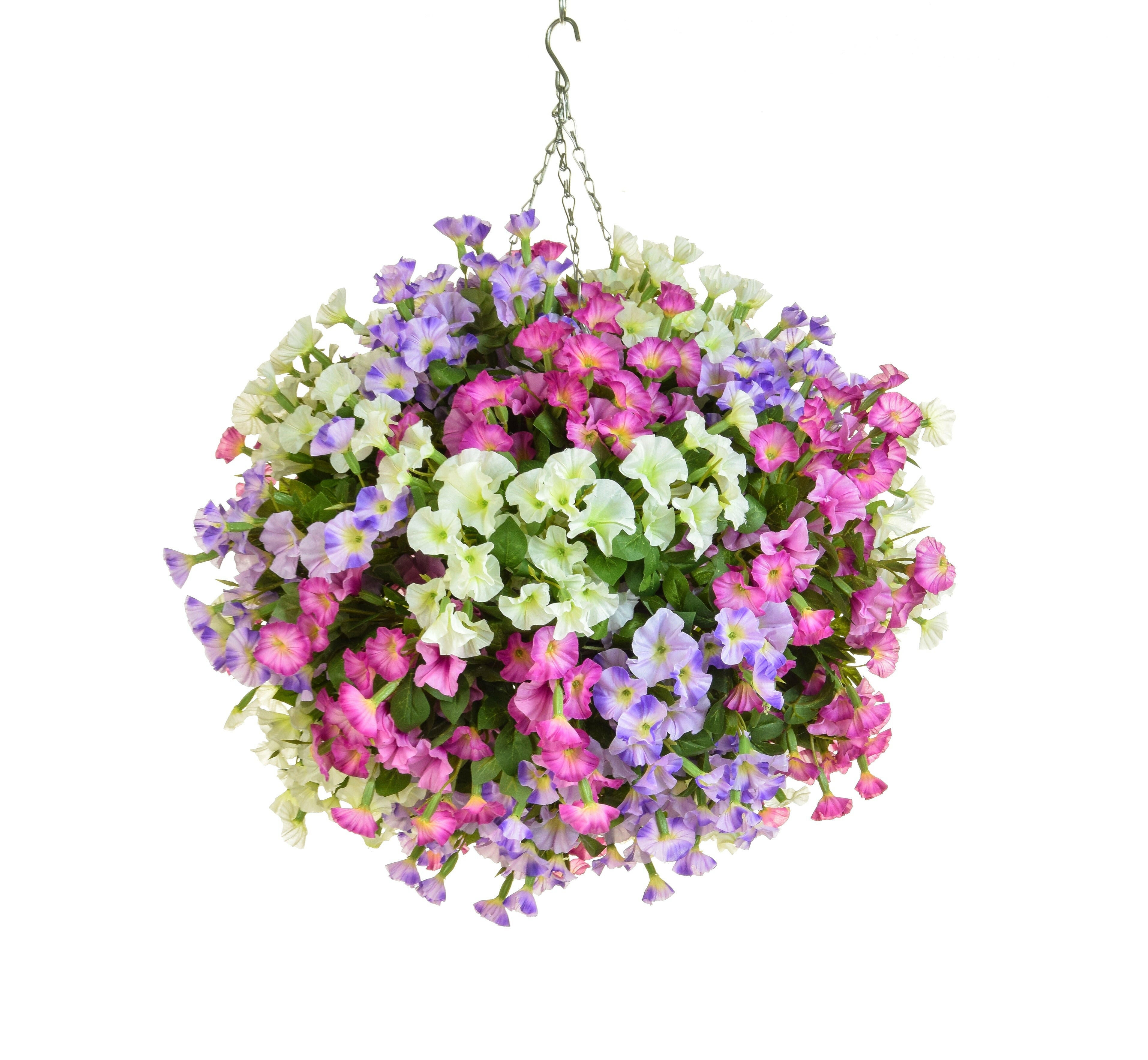 Artificial Silk Petunia Ball Deluxe Hanging Basket