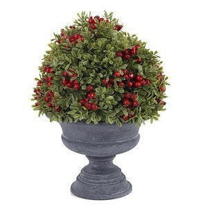 Artificial Large Urn Potted Greenery with Berries Complete