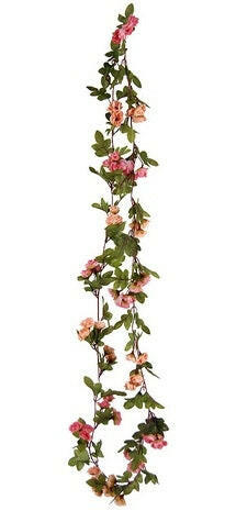 Artificial Silk Rose Bud and Leaf Garland