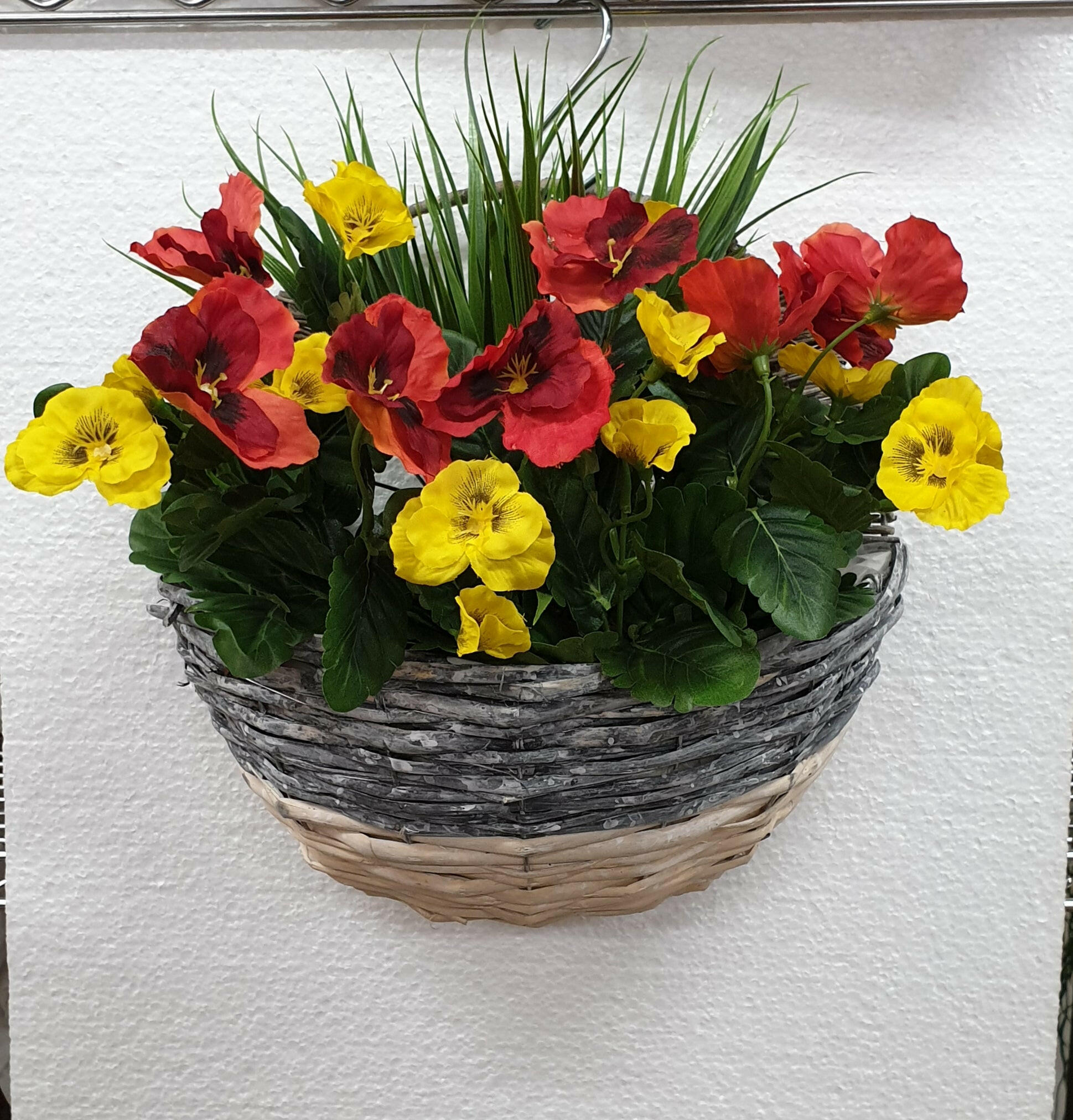 Artificial Silk Wall Pansy Basket