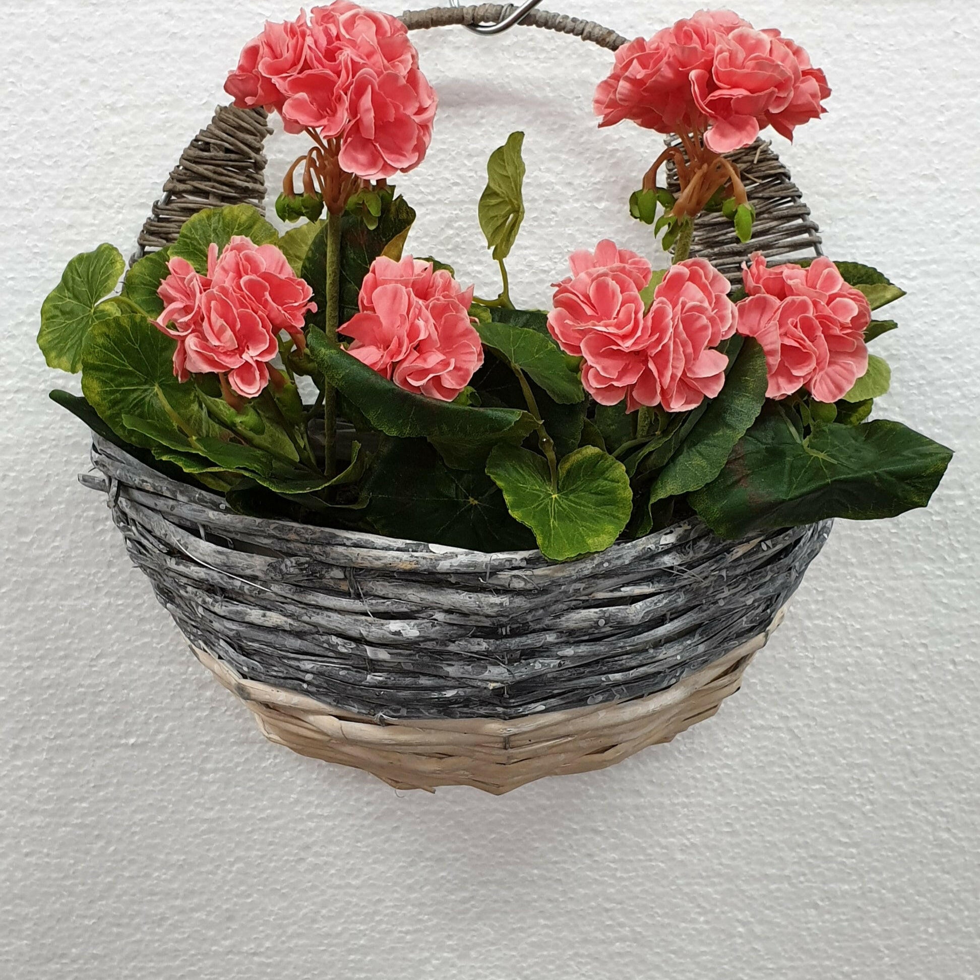 Artificial Silk Wall Geranium Basket