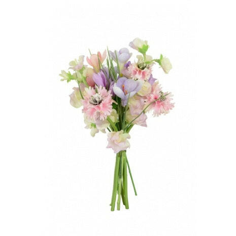 Artificial Silk Sweetpea/Cornflower/Crocus Bouquet